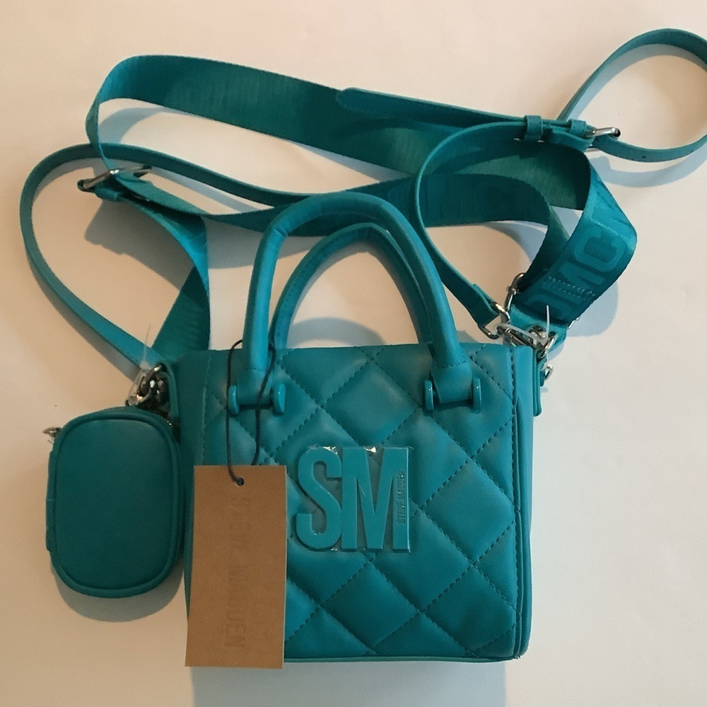Steve Madden Quilted Bbabi Crossbody Bag Teal New